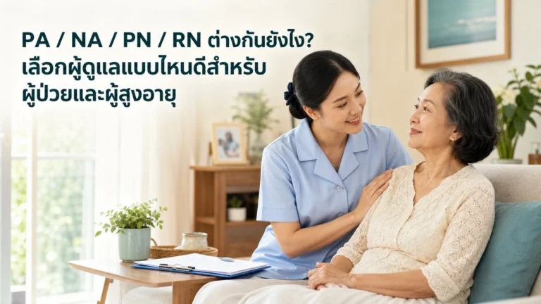 PA / NA / PN / RN ต่างกันยังไง? เลือกผู้ดูแลแบบไหนดีสำหรับผู้ป่วยและผู้สูงอายุ